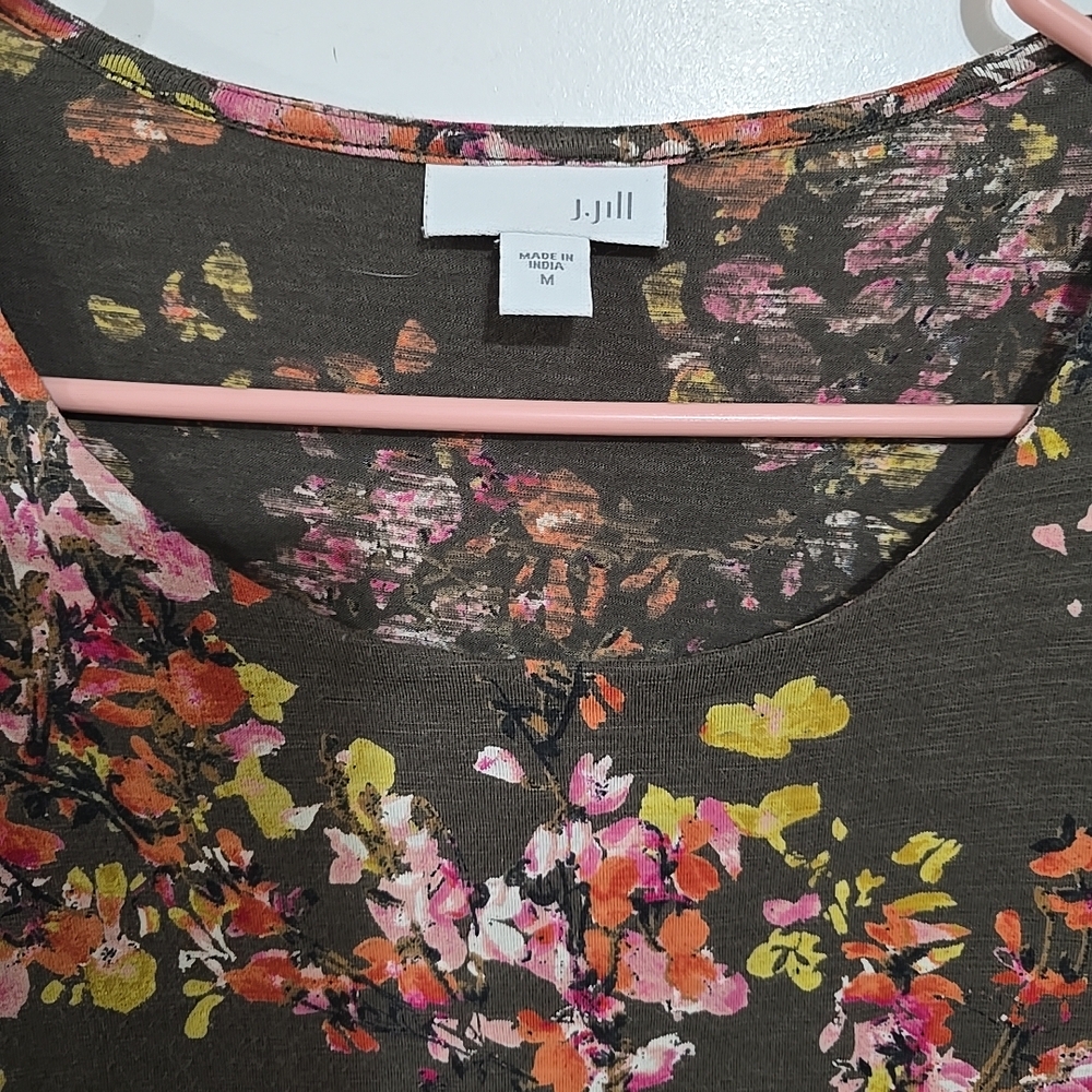 J.Jill Floral Long Sleeve Layered Shirt Sz M - Picture 2 of 8